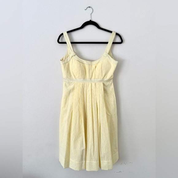Calvin Klein Dresses & Skirts - Butter Yellow Sundress Calvin Klein Womens 4 - Eyelet Pleated Cotton Cottagecore